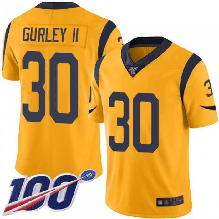 Rams #30 Todd Gurley II Gold Men's Stitched Football Limited Rush 100th Season Jersey