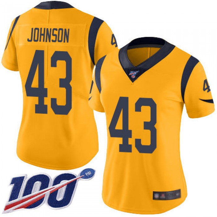Nike Rams #43 John Johnson Gold Women's Stitched NFL Limited Rush 100th Season Jersey