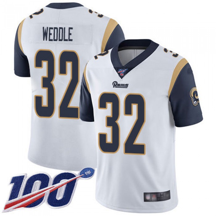 Nike Rams #32 Eric Weddle White Men's Stitched NFL 100th Season Vapor Limited Jersey