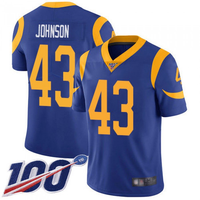 Nike Rams #43 John Johnson Royal Blue Alternate Men's Stitched NFL 100th Season Vapor Limited Jersey