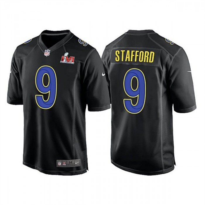 Men's Los Angeles Rams #9 Matthew Stafford 2022 Black Super Bowl LVI Game Stitched Jersey