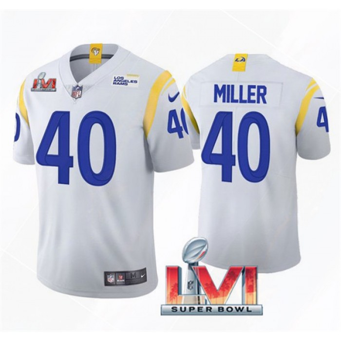 Men's Los Angeles Rams #40 Von Miller 2022 White Super Bowl LVI Vapor Limited Stitched Jersey