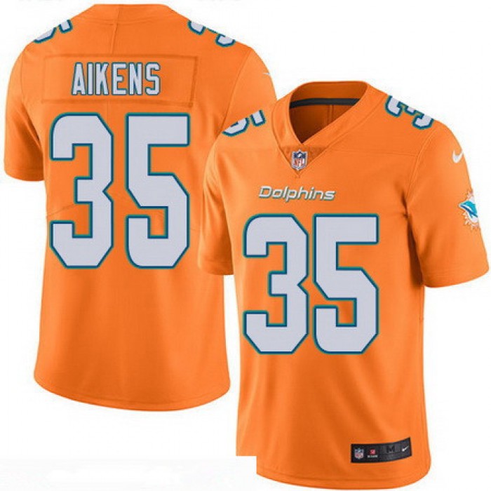 Men's Miami Dolphins #35 Walt Aikens Orange 2016 Color Rush Stitched NFL Nike Limited Jersey