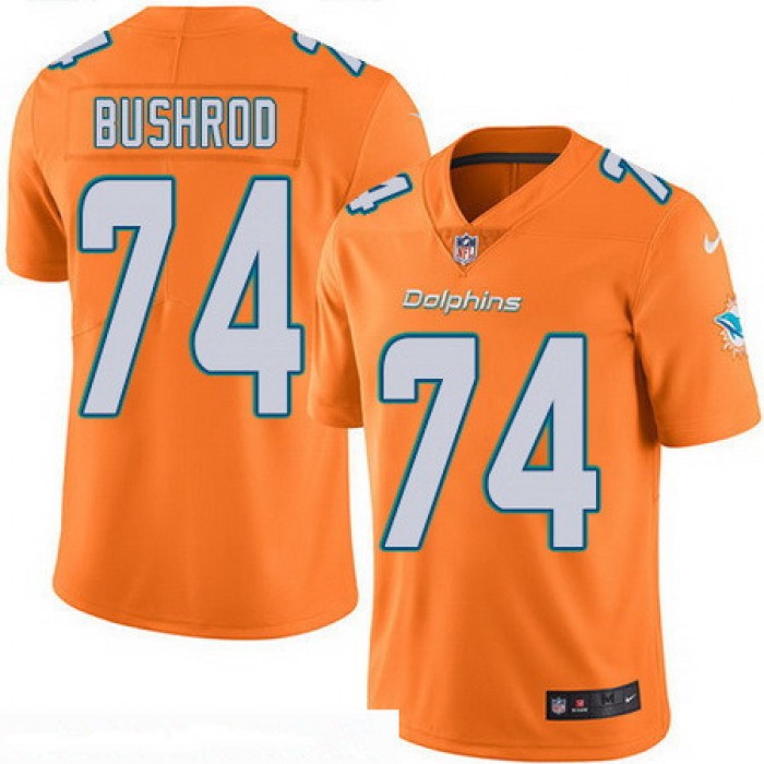 Men's Miami Dolphins #74 Jermon Bushrod Orange 2016 Color Rush Stitched NFL Nike Limited Jersey