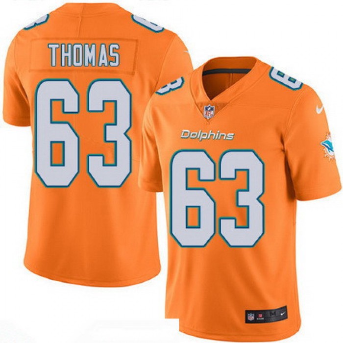 Men's Miami Dolphins #63 Dallas Thomas Orange 2016 Color Rush Stitched NFL Nike Limited Jersey