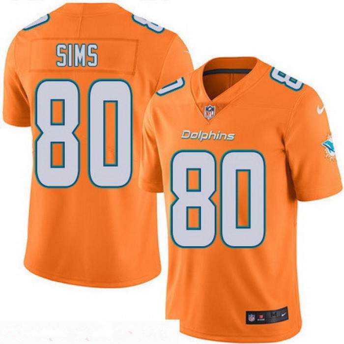 Men's Miami Dolphins #80 Dion Sims Orange 2016 Color Rush Stitched NFL Nike Limited Jersey