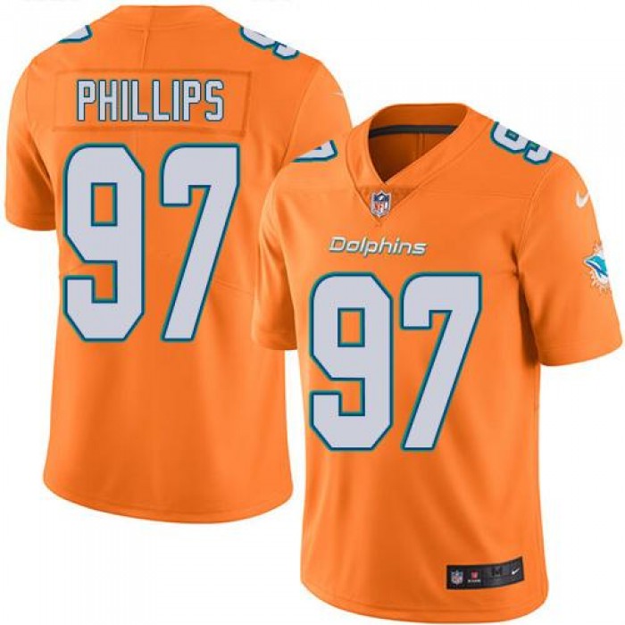 Nike Miami Dolphins #97 Jordan Phillips Orange Men's Stitched NFL Limited Rush Jersey
