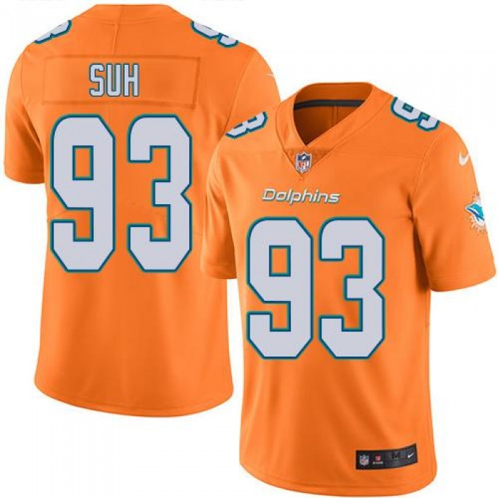 Nike Miami Dolphins #93 Ndamukong Suh Orange Men's Stitched NFL Limited Rush Jersey