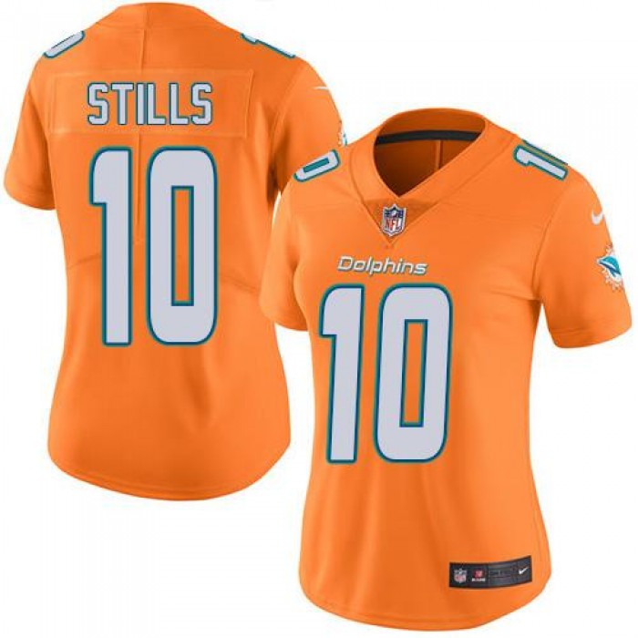Women's Nike Dolphins #10 Kenny Stills Orange Stitched NFL Limited Rush Jersey