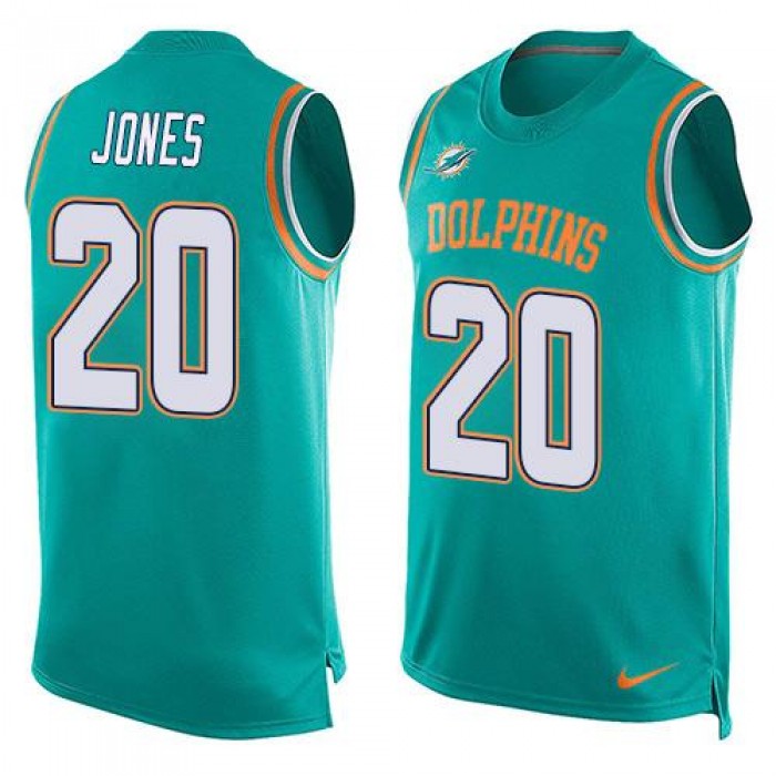 Men's Miami Dolphins #20 Reshad Jones Aqua Green Hot Pressing Player Name & Number Nike NFL Tank Top Jersey