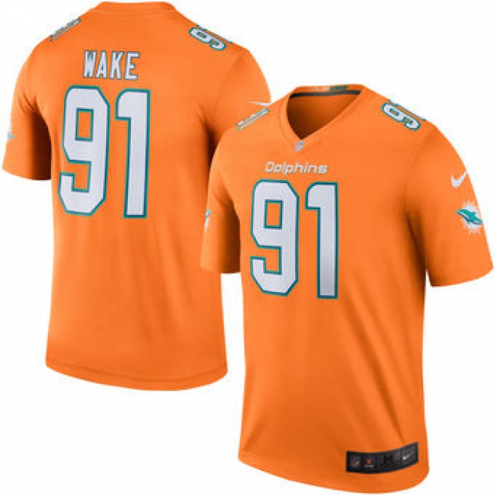 Men's Miami Dolphins #91 Cameron Wake Nike Orange Color Rush Legend Jersey
