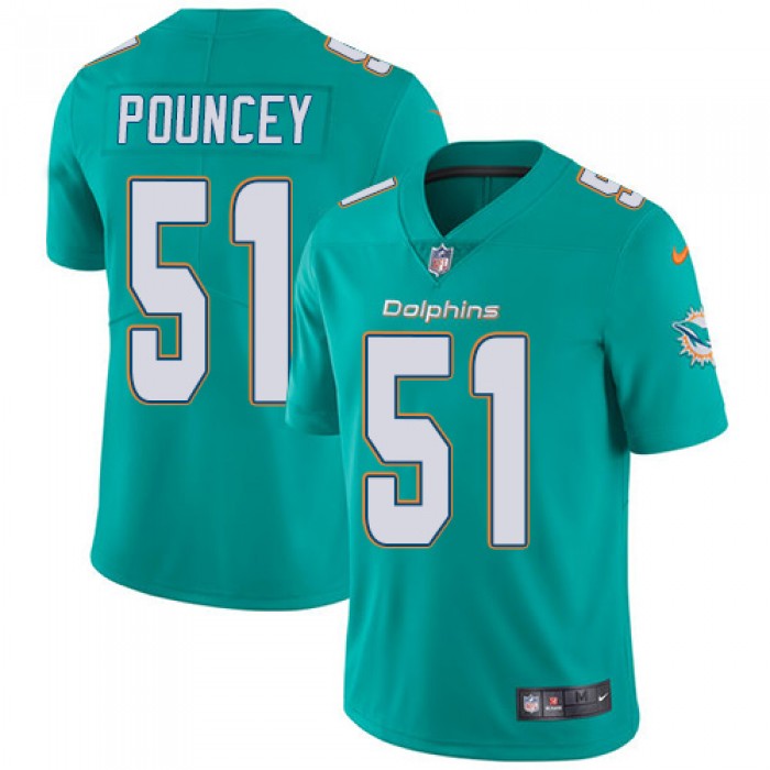 Nike Miami Dolphins #51 Mike Pouncey Aqua Green Team Color Men's Stitched NFL Vapor Untouchable Limited Jersey