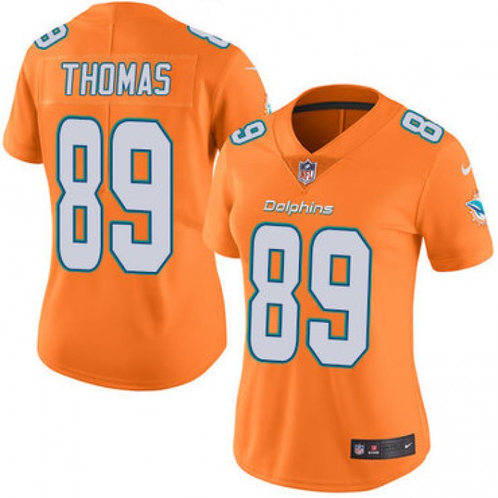 Women's Nike Dolphins #89 Julius Thomas Orange Stitched NFL Limited Rush Jersey
