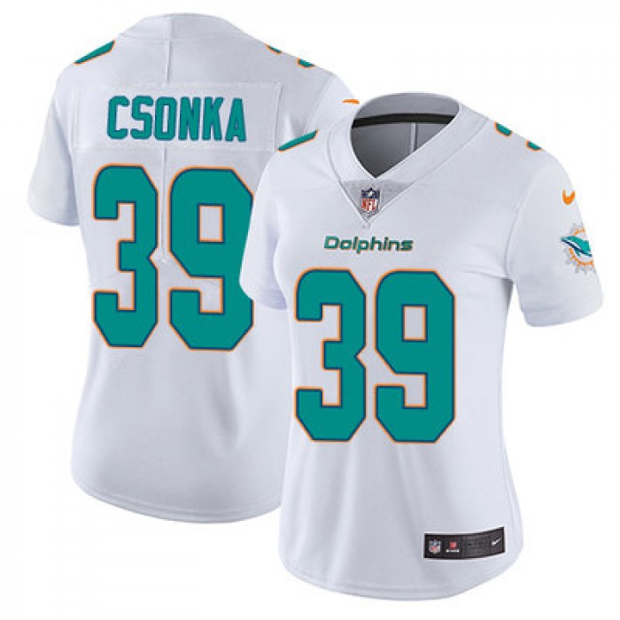 Women's Nike Dolphins #39 Larry Csonka White Stitched NFL Vapor Untouchable Limited Jersey