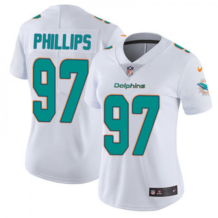 Women's Nike Dolphins #97 Jordan Phillips White Stitched NFL Vapor Untouchable Limited Jersey