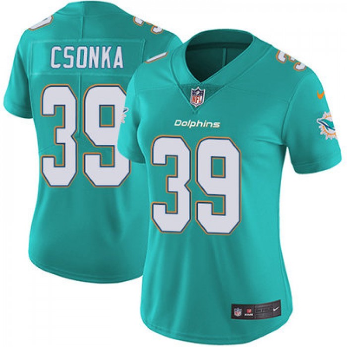 Women's Nike Dolphins #39 Larry Csonka Aqua Green Team Color Stitched NFL Vapor Untouchable Limited Jersey