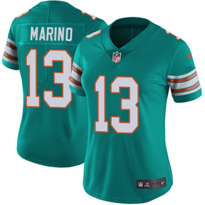 Women's Nike Dolphins #13 Dan Marino Aqua Green Alternate Stitched NFL Vapor Untouchable Limited Jersey
