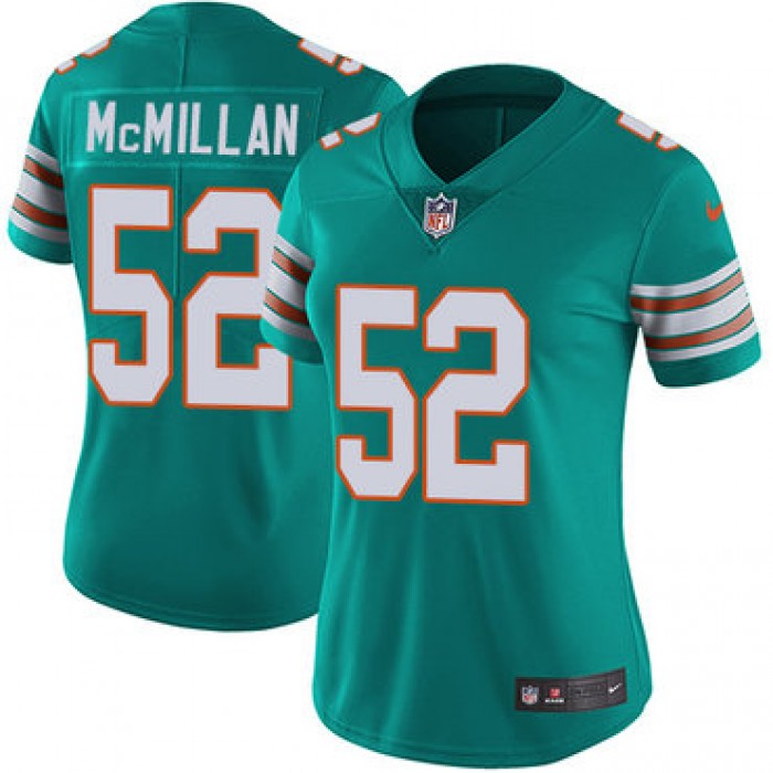 Women's Nike Dolphins #52 Raekwon McMillan Aqua Green Alternate Stitched NFL Vapor Untouchable Limited Jersey