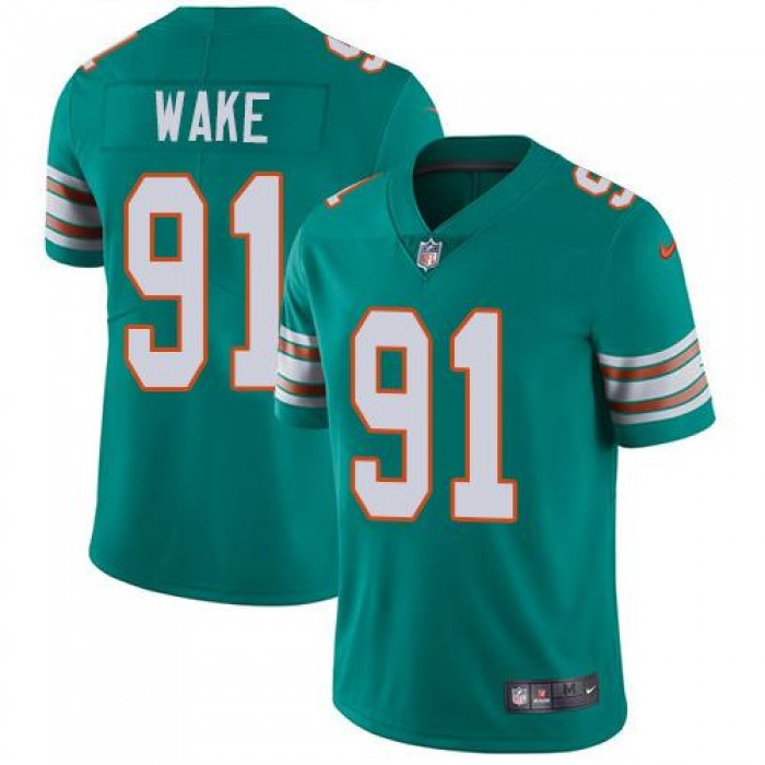 Youth Nike Dolphins #91 Cameron Wake Aqua Green Alternate Stitched NFL Vapor Untouchable Limited Jersey