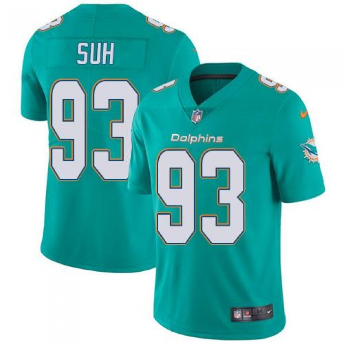 Youth Nike Dolphins #93 Ndamukong Suh Aqua Green Team Color Stitched NFL Vapor Untouchable Limited Jersey
