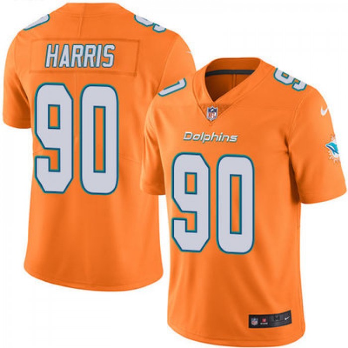 Youth Nike Dolphins #90 Charles Harris Orange Stitched NFL Limited Rush Jersey