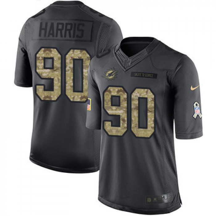 Youth Nike Dolphins #90 Charles Harris Black Stitched NFL Limited 2016 Salute to Service Jersey