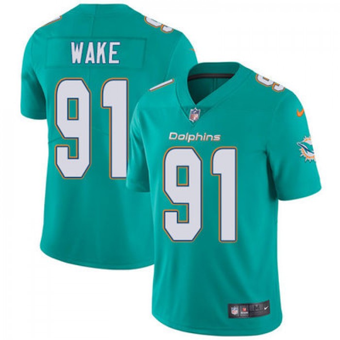 Youth Nike Dolphins #91 Cameron Wake Aqua Green Team Color Stitched NFL Vapor Untouchable Limited Jersey