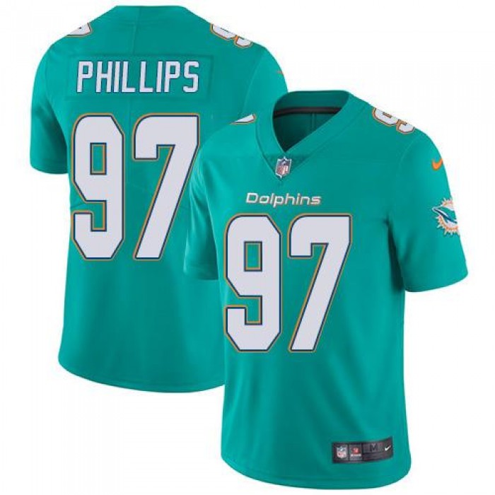 Youth Nike Dolphins #97 Jordan Phillips Aqua Green Team Color Stitched NFL Vapor Untouchable Limited Jersey