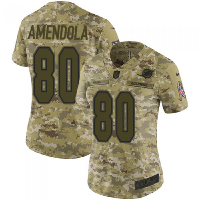 Nike Dolphins #80 Danny Amendola Camo Women's Stitched NFL Limited 2018 Salute to Service Jersey