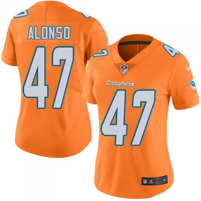Women's Nike Miami Dolphins #47 Kiko Alonso Orange Stitched NFL Limited Rush Jersey
