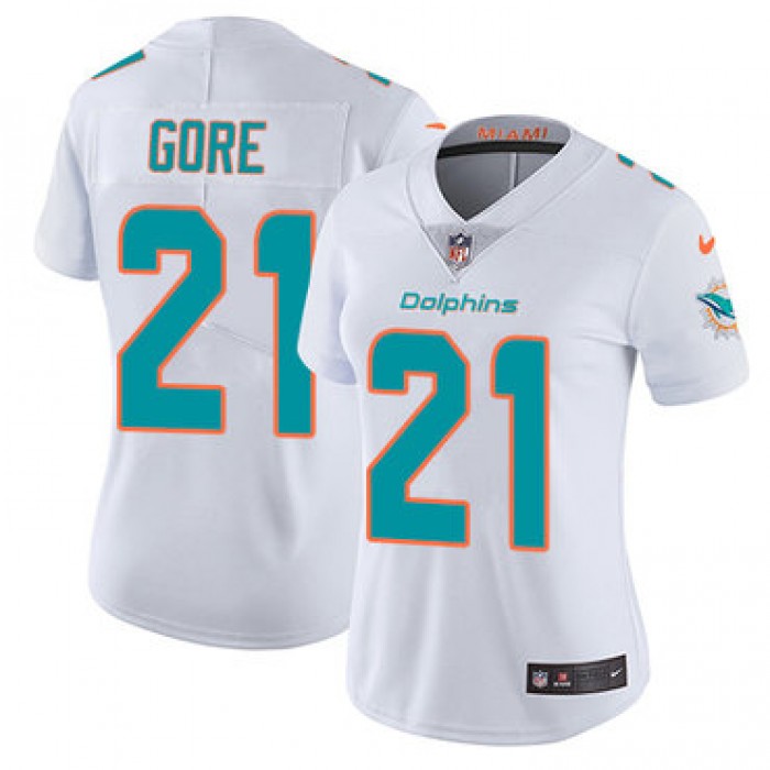 Nike Dolphins #21 Frank Gore White Women's Stitched NFL Vapor Untouchable Limited Jersey