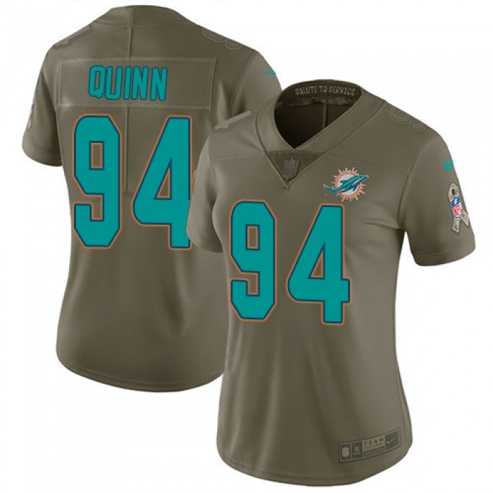 Nike Dolphins #94 Robert Quinn Olive Women's Stitched NFL Limited 2017 Salute to Service Jersey