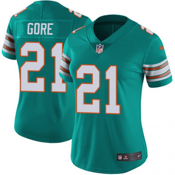 Nike Dolphins #21 Frank Gore Aqua Green Alternate Women's Stitched NFL Vapor Untouchable Limited Jersey