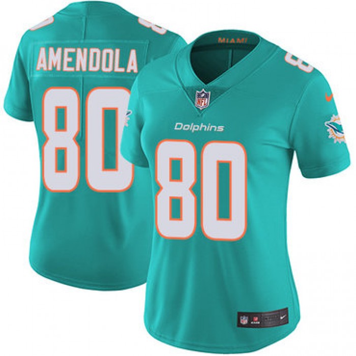 Nike Dolphins #80 Danny Amendola Aqua Green Team Color Women's Stitched NFL Vapor Untouchable Limited Jersey