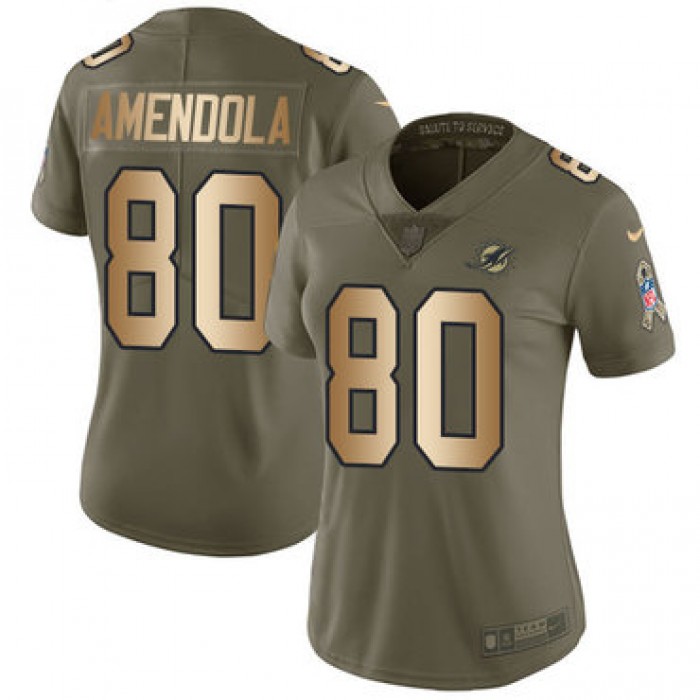 Nike Dolphins #80 Danny Amendola Olive Gold Women's Stitched NFL Limited 2017 Salute to Service Jersey