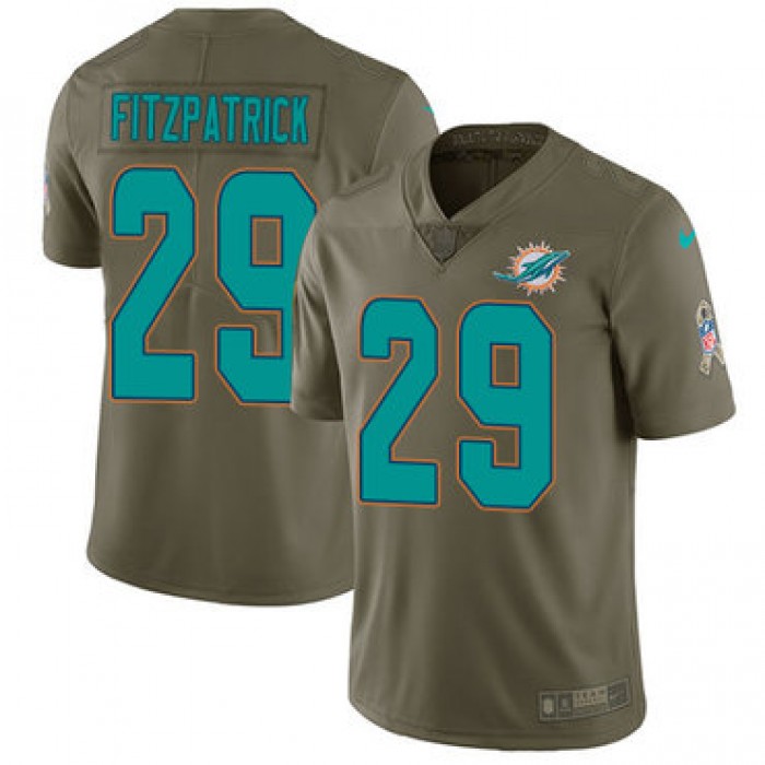 Nike Dolphins #29 Minkah Fitzpatrick Olive Youth Stitched NFL Limited 2017 Salute to Service Jersey