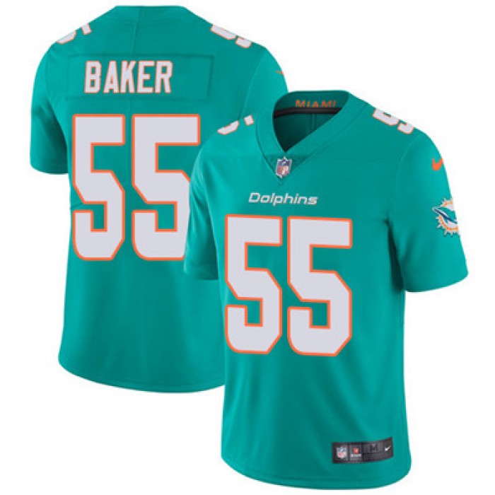 Nike Miami Dolphins #55 Jerome Baker Aqua Green Team Color Men's Stitched NFL Vapor Untouchable Limited Jersey