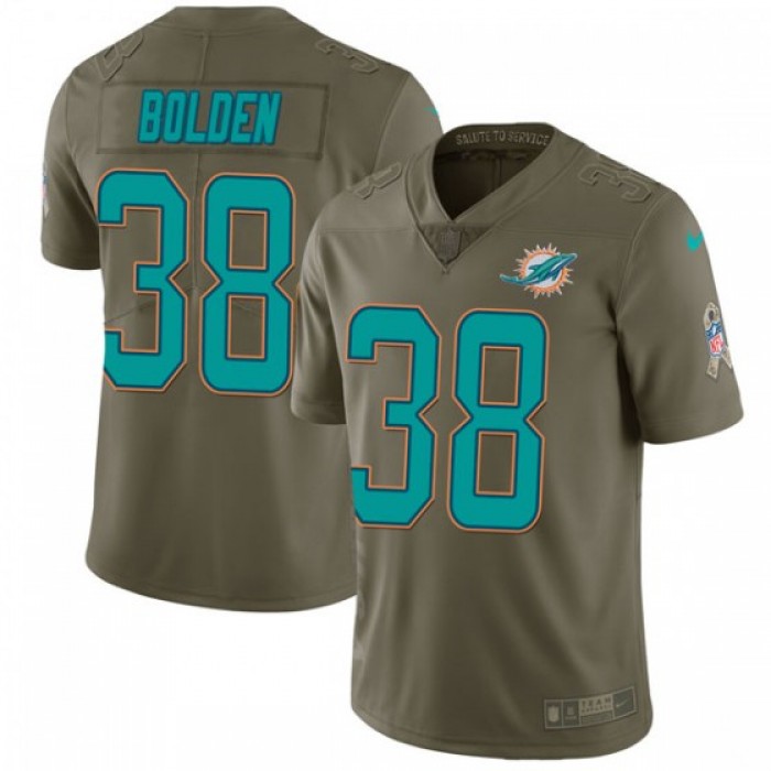 Men's Miami Dolphins #38 Brandon Bolden Nike Limited 2017 Salute to Service Green Jersey