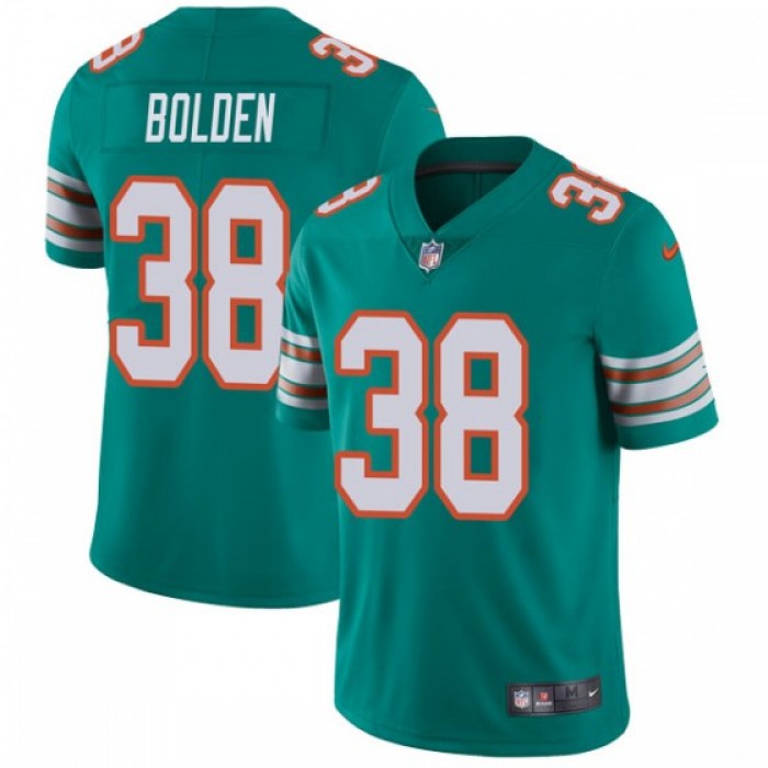 Men's Miami Dolphins #38 Brandon Bolden Nike Limited Alternate Vapor Untouchable Aqua Jersey