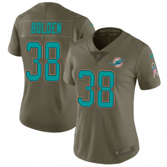 Women's Miami Dolphins #38 Brandon Bolden Nike Limited 2017 Salute to Service Green Jersey