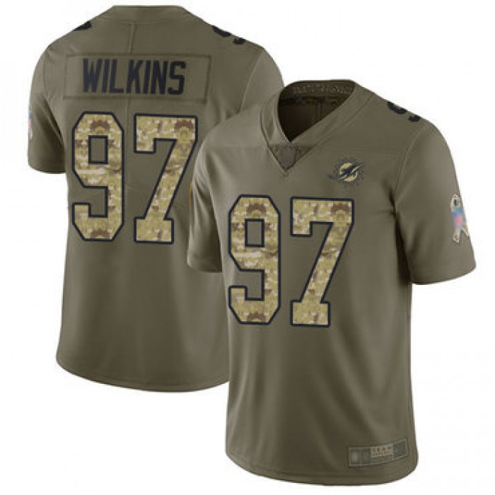 Dolphins #97 Christian Wilkins Olive Camo Men's Stitched Football Limited 2017 Salute To Service Jersey