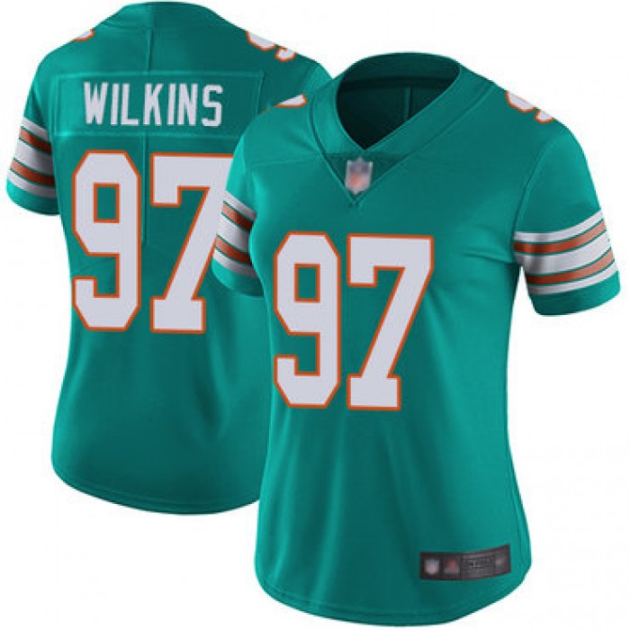 Dolphins #97 Christian Wilkins Aqua Green Alternate Women's Stitched Football Vapor Untouchable Limited Jersey