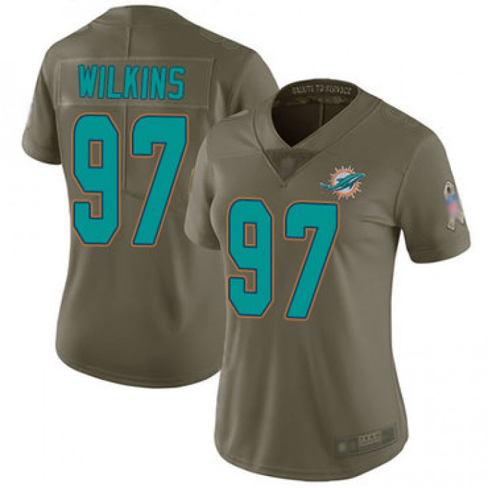 Dolphins #97 Christian Wilkins Olive Women's Stitched Football Limited 2017 Salute to Service Jersey