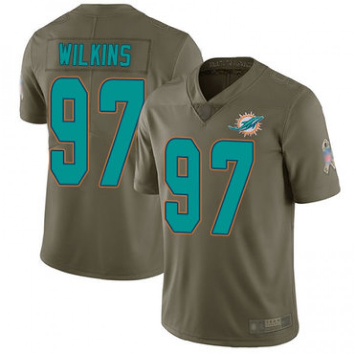 Dolphins #97 Christian Wilkins Olive Youth Stitched Football Limited 2017 Salute to Service Jersey