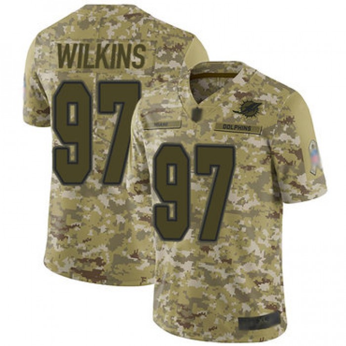 Dolphins #97 Christian Wilkins Camo Youth Stitched Football Limited 2018 Salute to Service Jersey