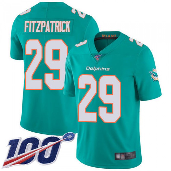 Dolphins #29 Minkah Fitzpatrick Aqua Green Team Color Men's Stitched Football 100th Season Vapor Limited Jersey
