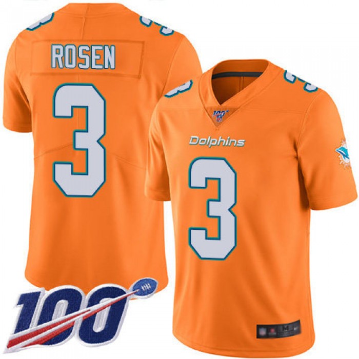 Dolphins #3 Josh Rosen Orange Men's Stitched Football Limited Rush 100th Season Jersey