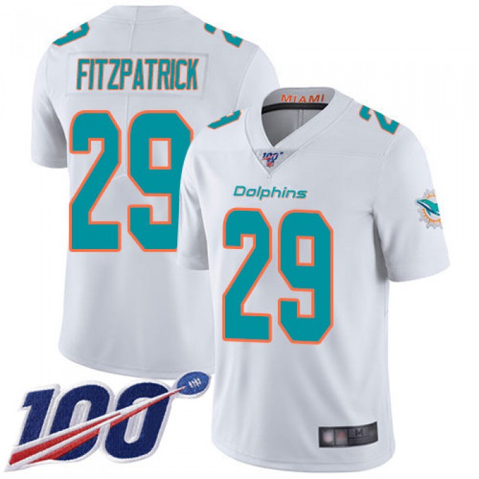 Dolphins #29 Minkah Fitzpatrick White Men's Stitched Football 100th Season Vapor Limited Jersey