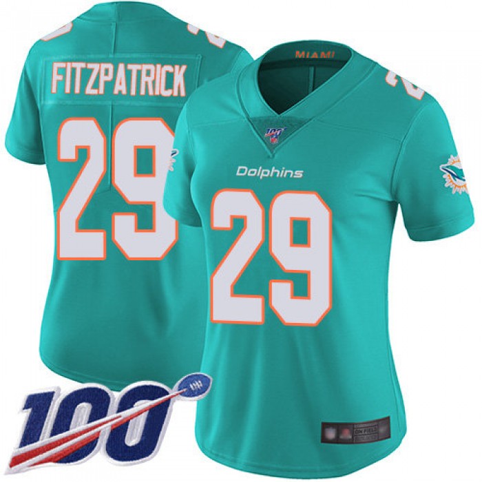 Nike Dolphins #29 Minkah Fitzpatrick Aqua Green Team Color Women's Stitched NFL 100th Season Vapor Limited Jersey