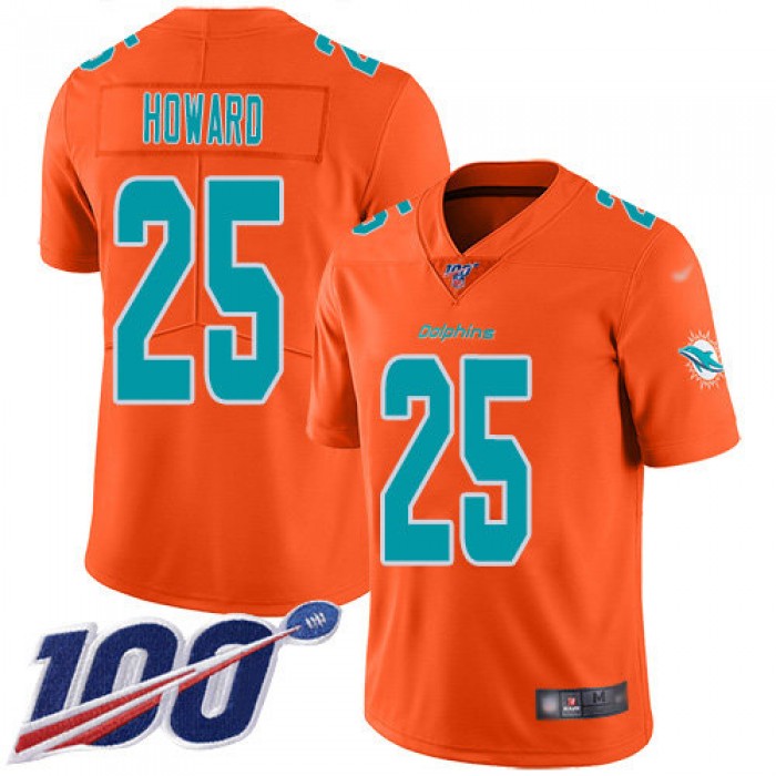 Youth Dolphins #25 Xavien Howard Orange Stitched Football Limited Inverted Legend 100th Season Jersey
